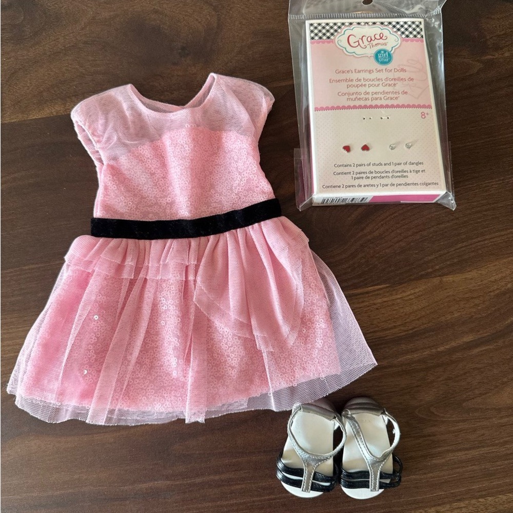 American Girl Grace Opening Night Outfit with  Shoes and Earrings